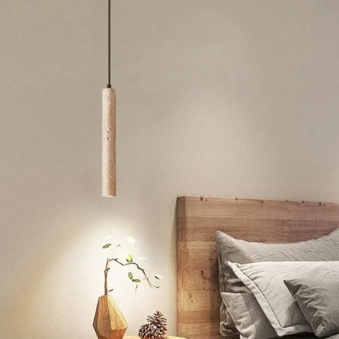 LumoLine - Wabi-Sabi Travertine LED Chandelier