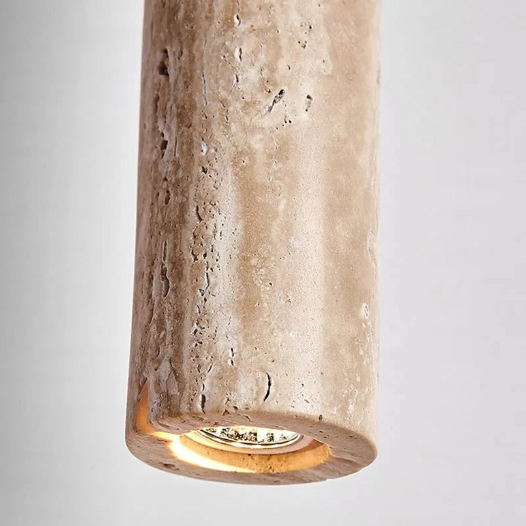 LumoLine - Wabi-Sabi Travertine LED Chandelier