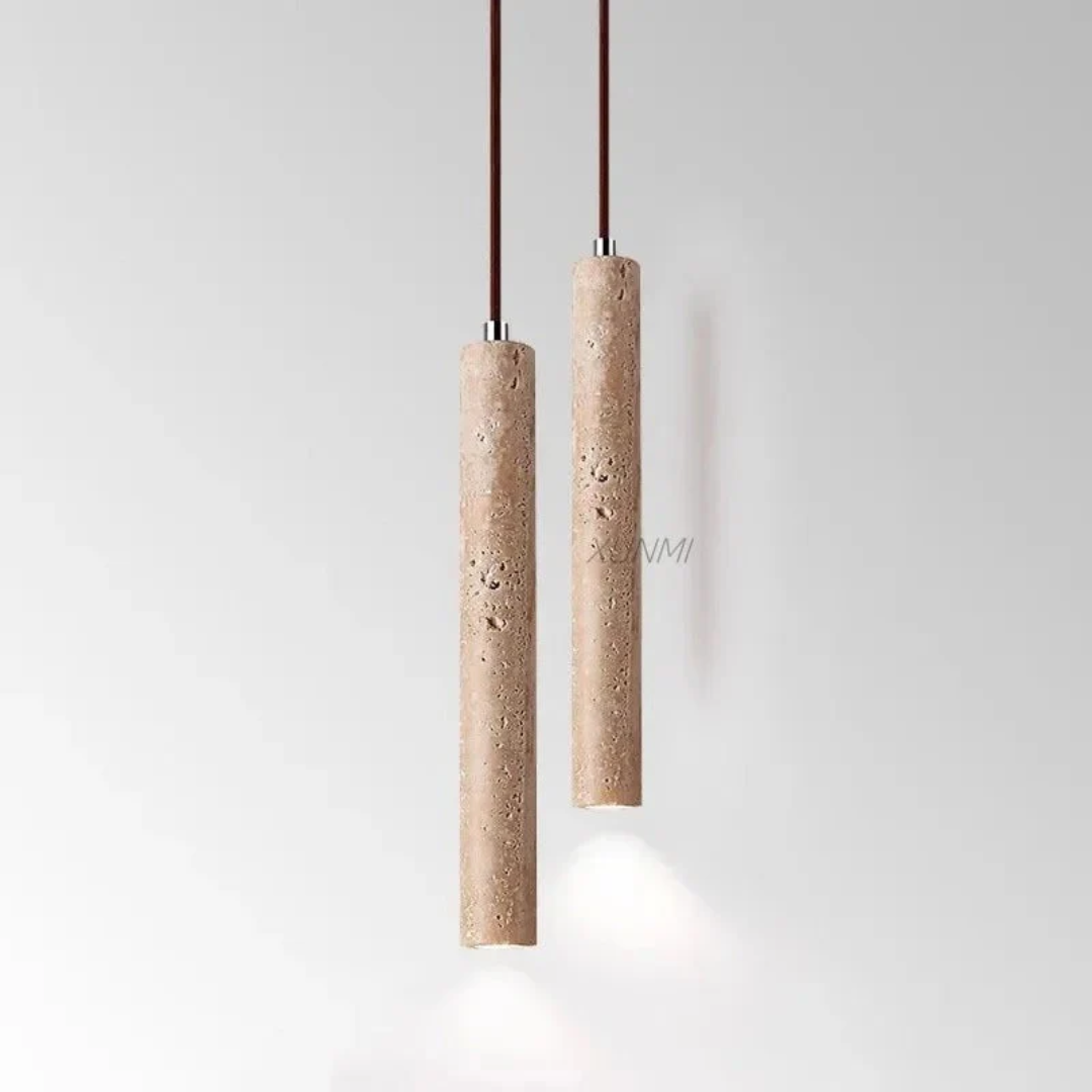 LumoLine - Wabi-Sabi Travertine LED Chandelier