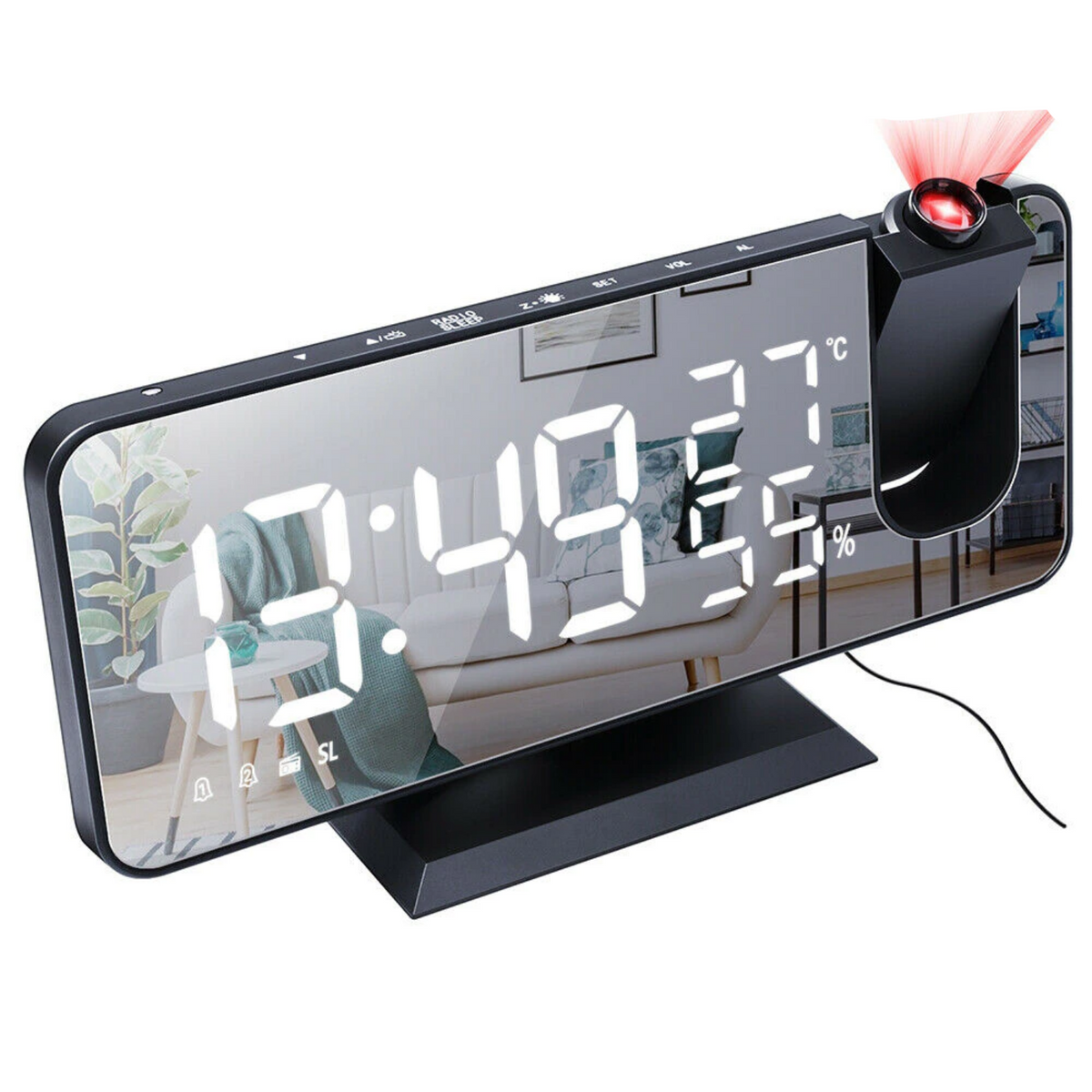 Astronatic Alarm Clock - LED Display with 180° Time Projector