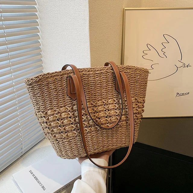 BohoVibe Tote - Elegant Straw Shoulder Bag