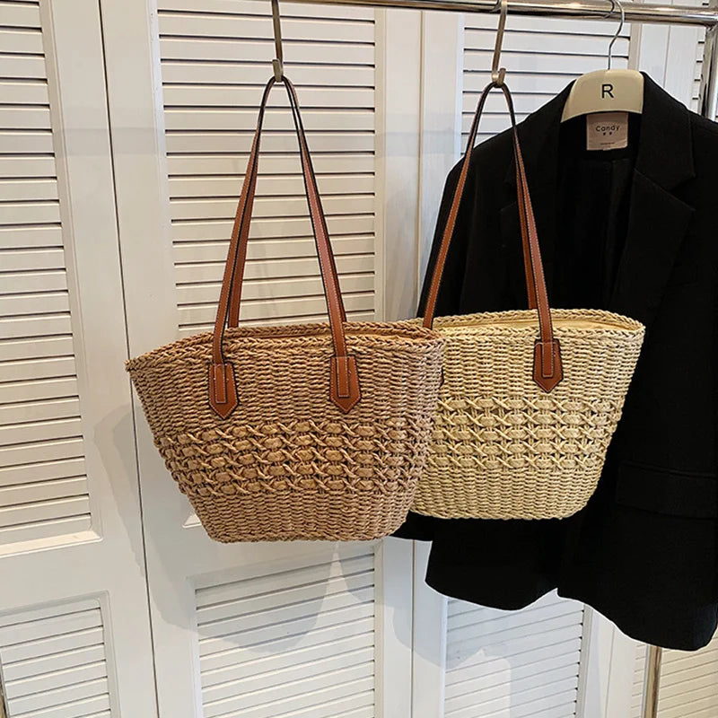 BohoVibe Tote - Elegant Straw Shoulder Bag