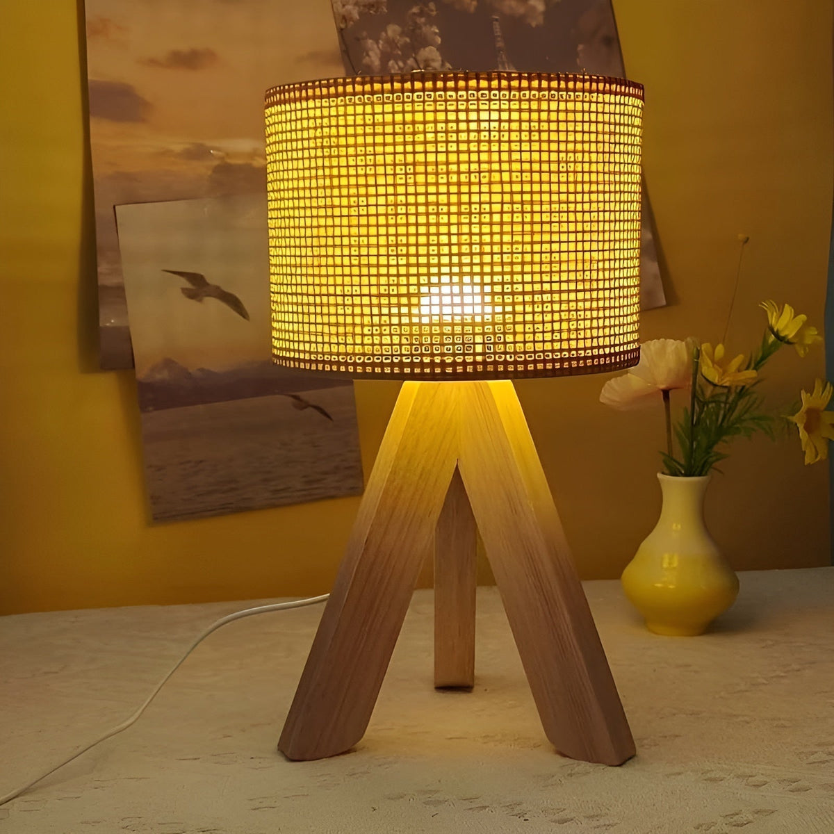WovenWood - Handmade Rattan Table Lamp with LED