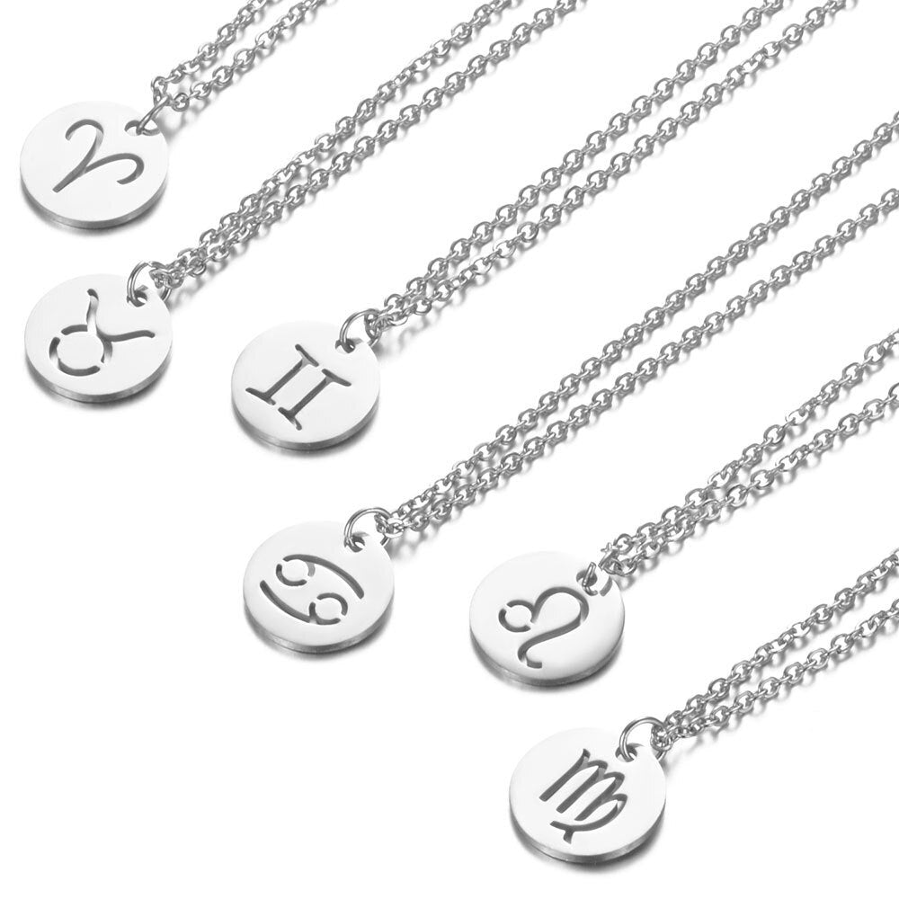 Zodiac Necklace - Tarnish-Resistant Stainless Steel Coin Pendant