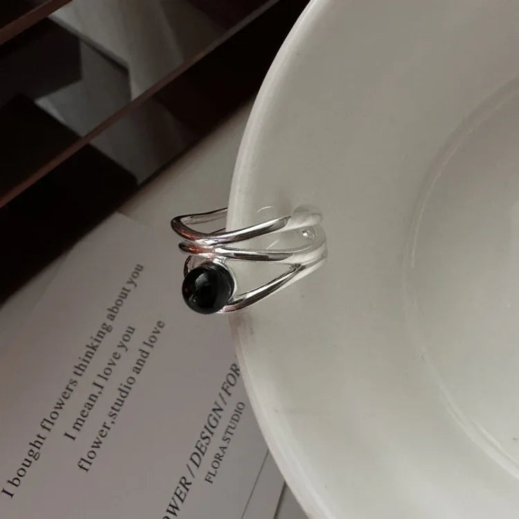Arden - Elegant Black Onyx Multi-Line Ring