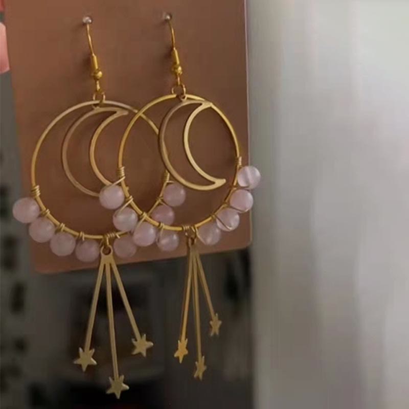 Naluna - Natural Crystal Moon and Stars Earrings