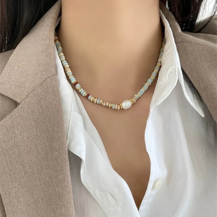 Elena Jewelry Set - Vibrant Natural Stone Necklace and Bracelet