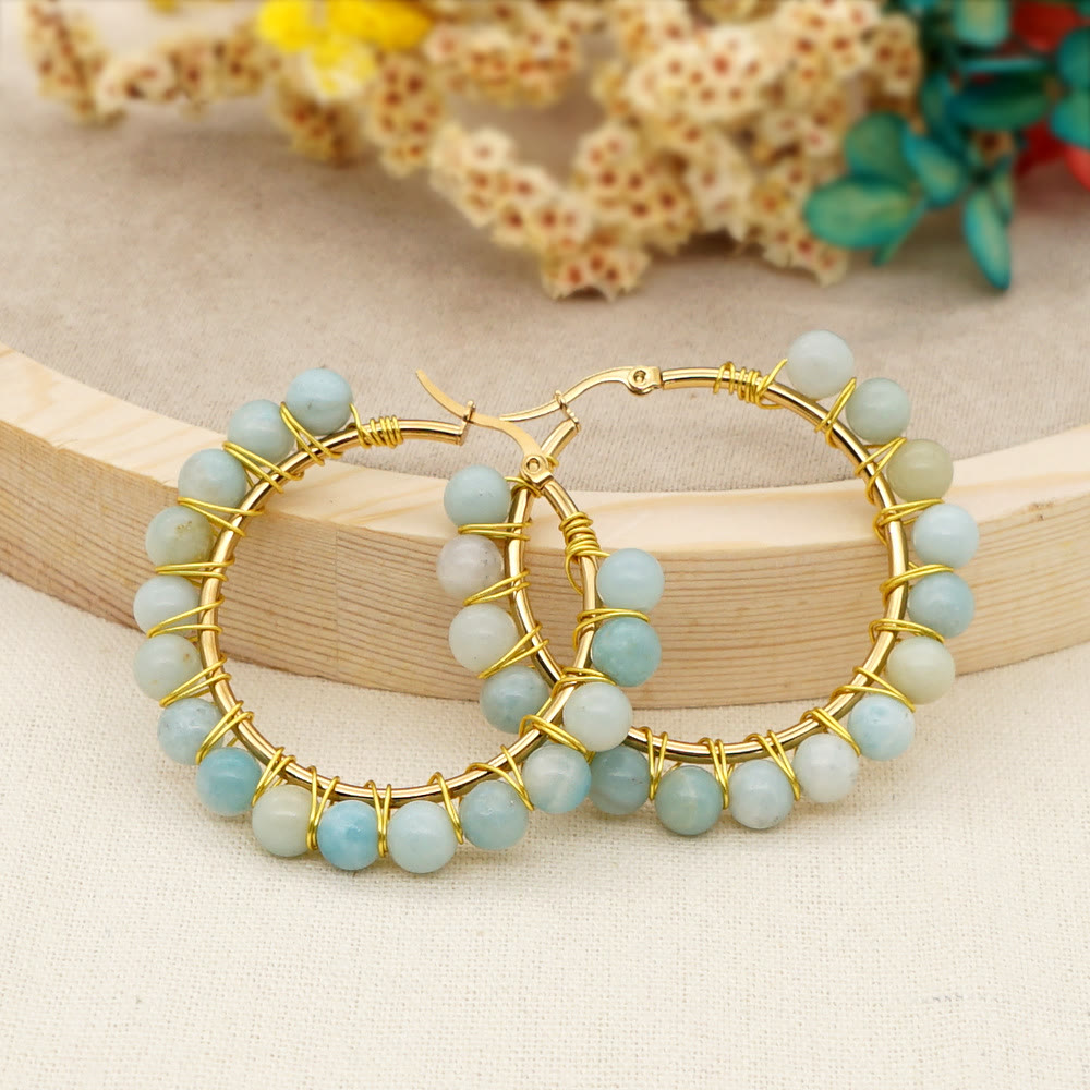 Sanne's - Elegant Boho Nature-Inspired Crystal Hoop Earrings