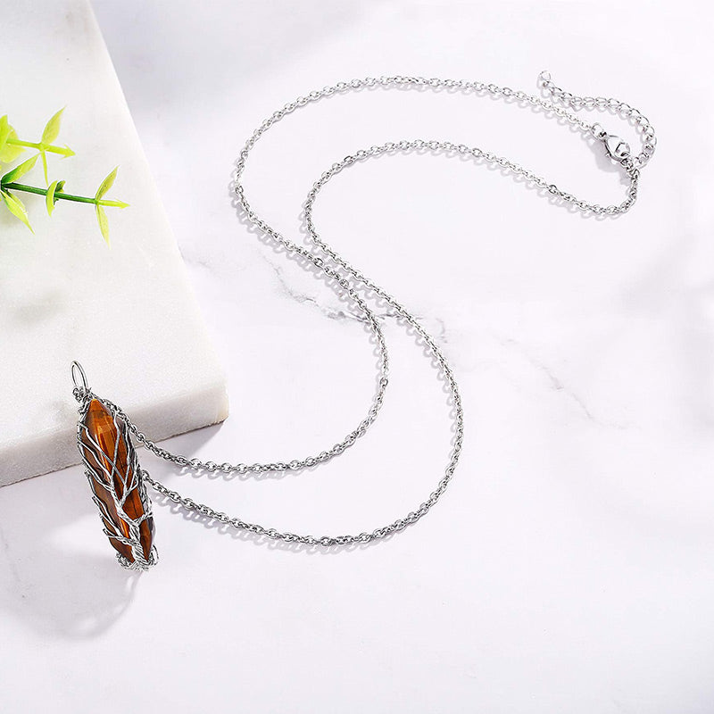 Elara Tree of Life Gemstone Necklace - Radiant Crystal Pendant