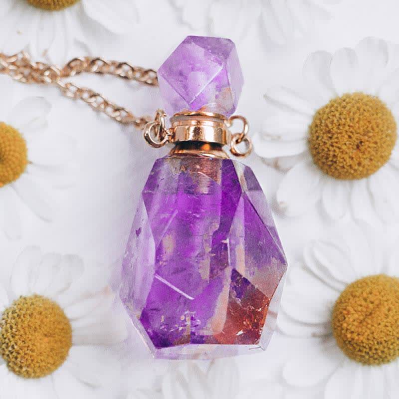 Jozelle - Iris Crystal Perfume Bottle Necklace - Refillable Fragrance Jewelry
