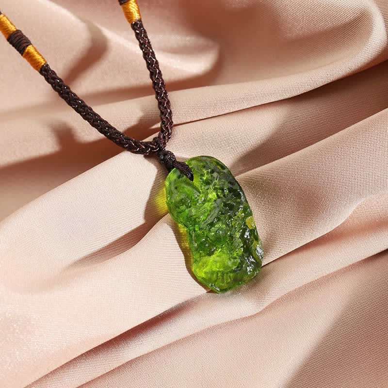 Ekavira - Green Moldavite Pendant Necklace for Purification
