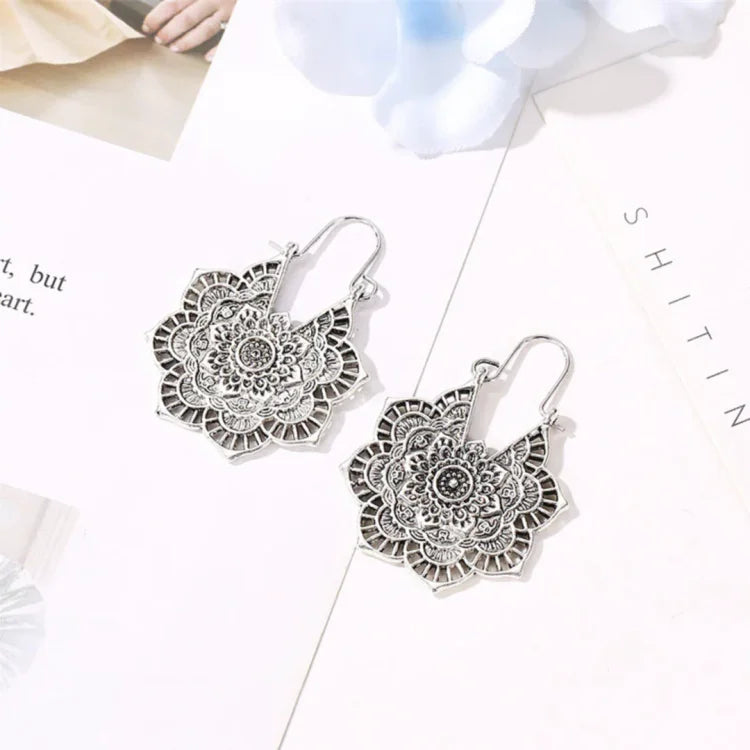 AumaraDrop - Gold and Silver Mandala Drop Earrings