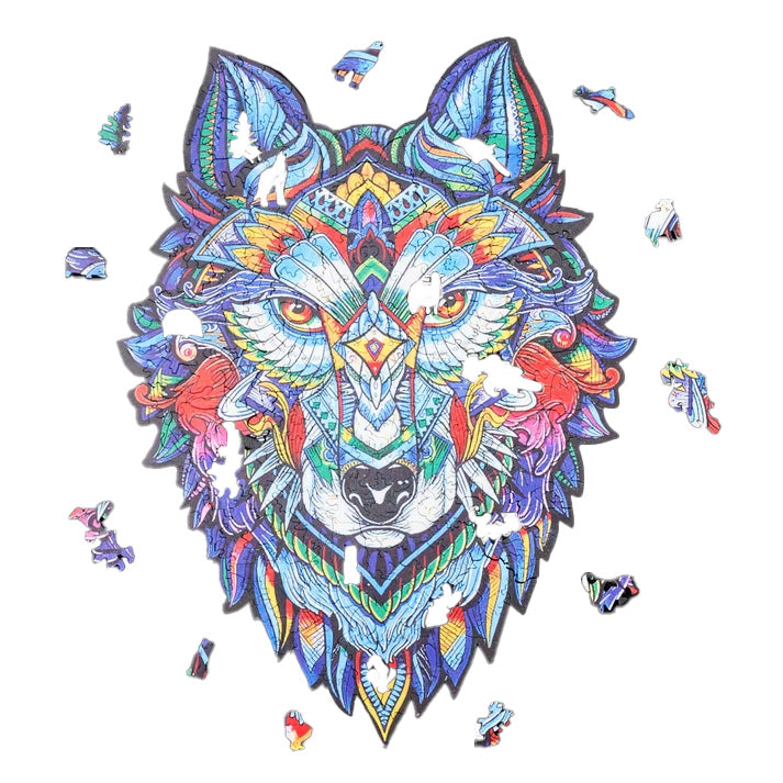 MajesticWolf Puzzle - Premium Wooden Wolf-Shaped Jigsaw Puzzle