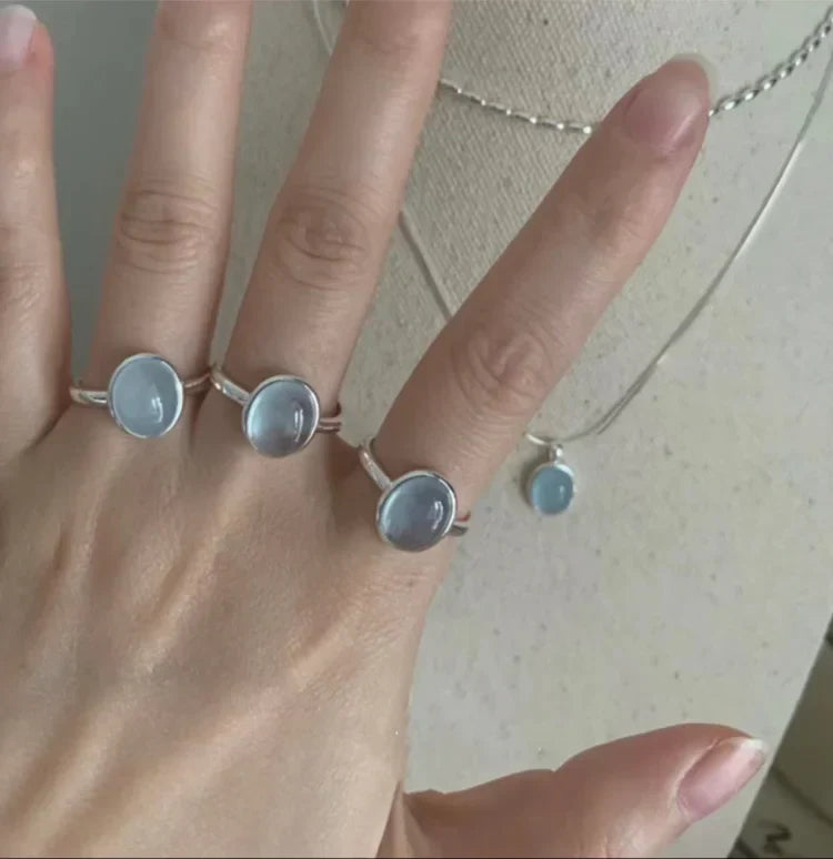 Nerida - Elegant Silver Ring with Aquamarine Gemstone