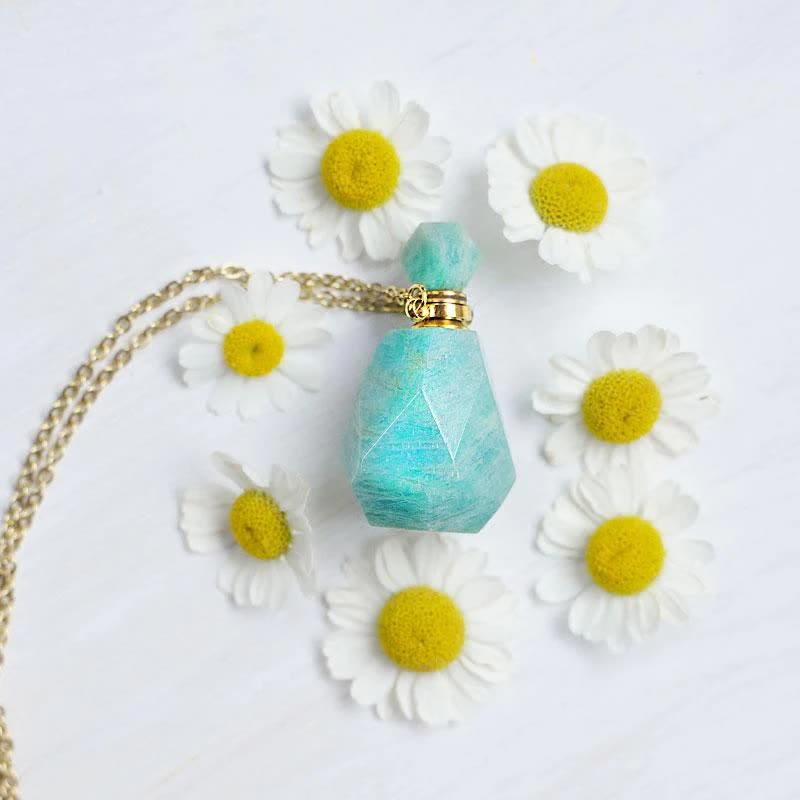 Jozelle - Iris Crystal Perfume Bottle Necklace - Refillable Fragrance Jewelry