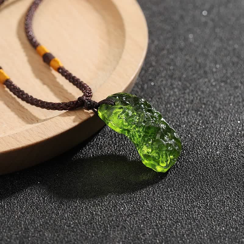 Ekavira - Green Moldavite Pendant Necklace for Purification