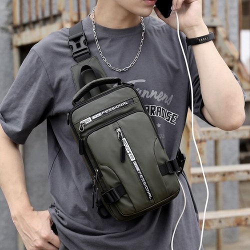 SecureNylon - Waterproof Anti-Theft Shoulder Bag with USB Charging Port