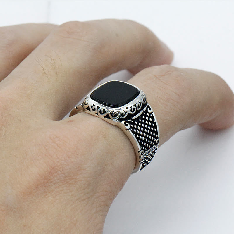 Max - Elegant Black Onyx Silver Ring for the Modern Man