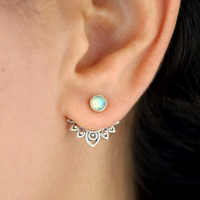 Sophia Natural Opal Lotus Earrings - Elegant Everyday Style