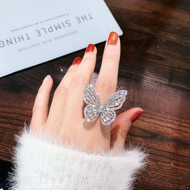 Elena Ring - Crystal Butterfly Symbol of Transformation