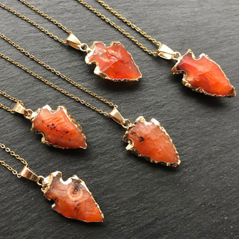 Aeliana - Natural Carnelian Crystal Arrowhead Necklace