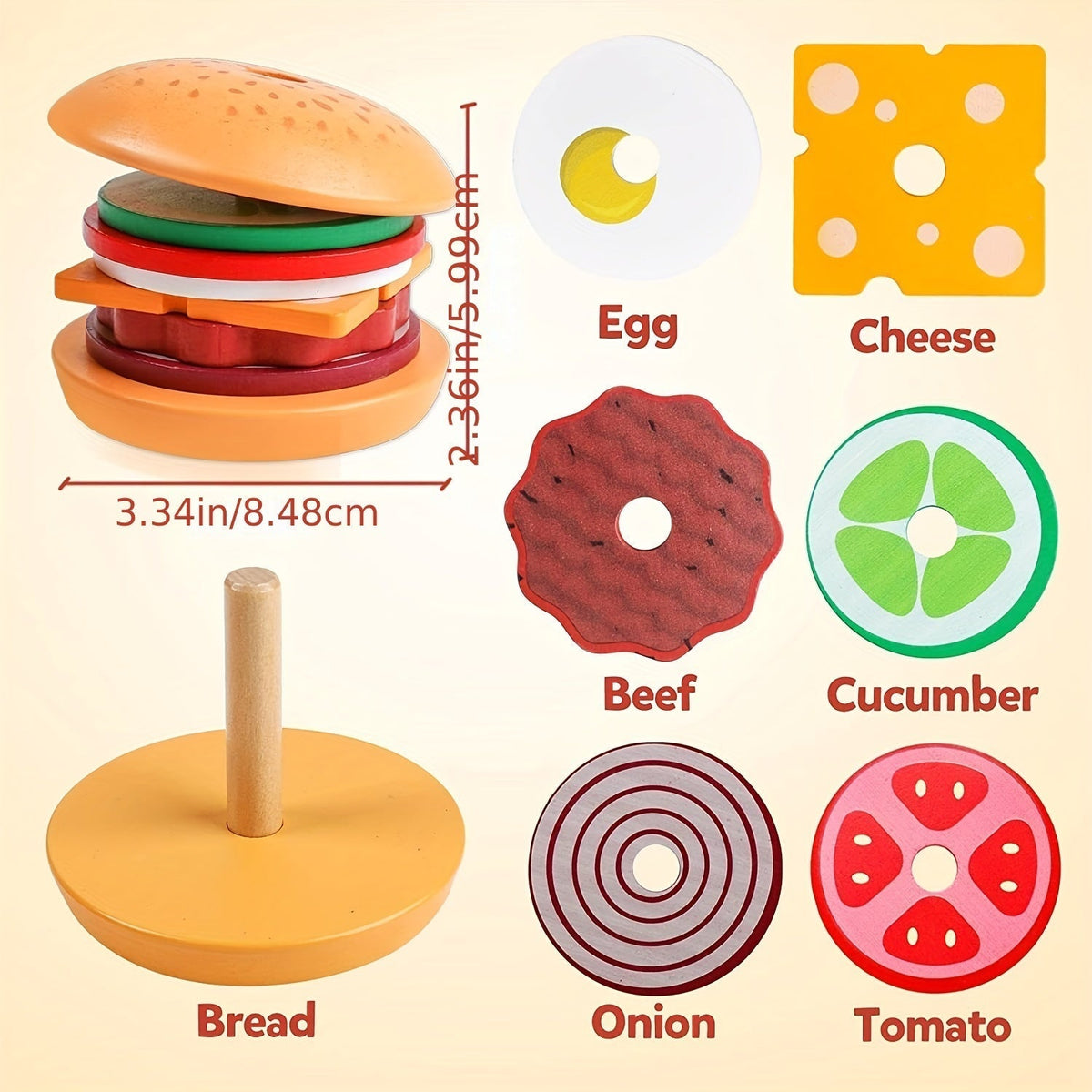 BurgerBuilders - Creative Montessori Stacking Toy for Kids