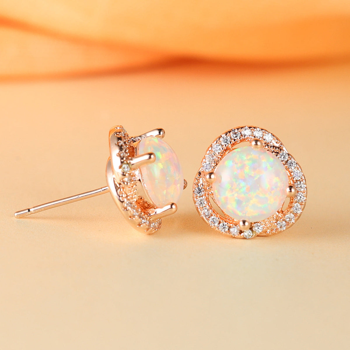 Elara Collection - White Opal & Zirconia Clover Earrings