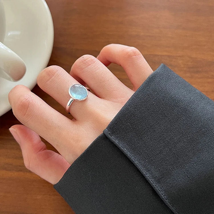 Nerida - Elegant Silver Ring with Aquamarine Gemstone