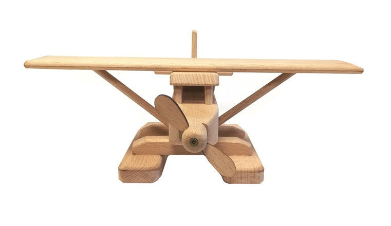 WoodFlyer - Wooden Water Plane with Spinning Rotor for Kids 3+