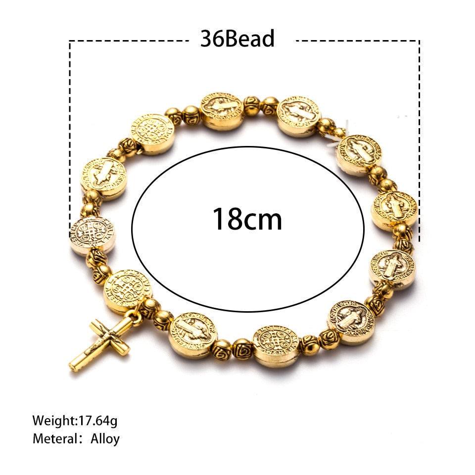 Solana - Gold and Silver Christian Cross Bracelet