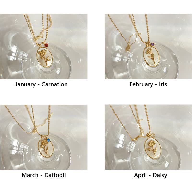Aurora Birthstone Necklace - Personalized Birth Flower Jewelry for Loved Ones