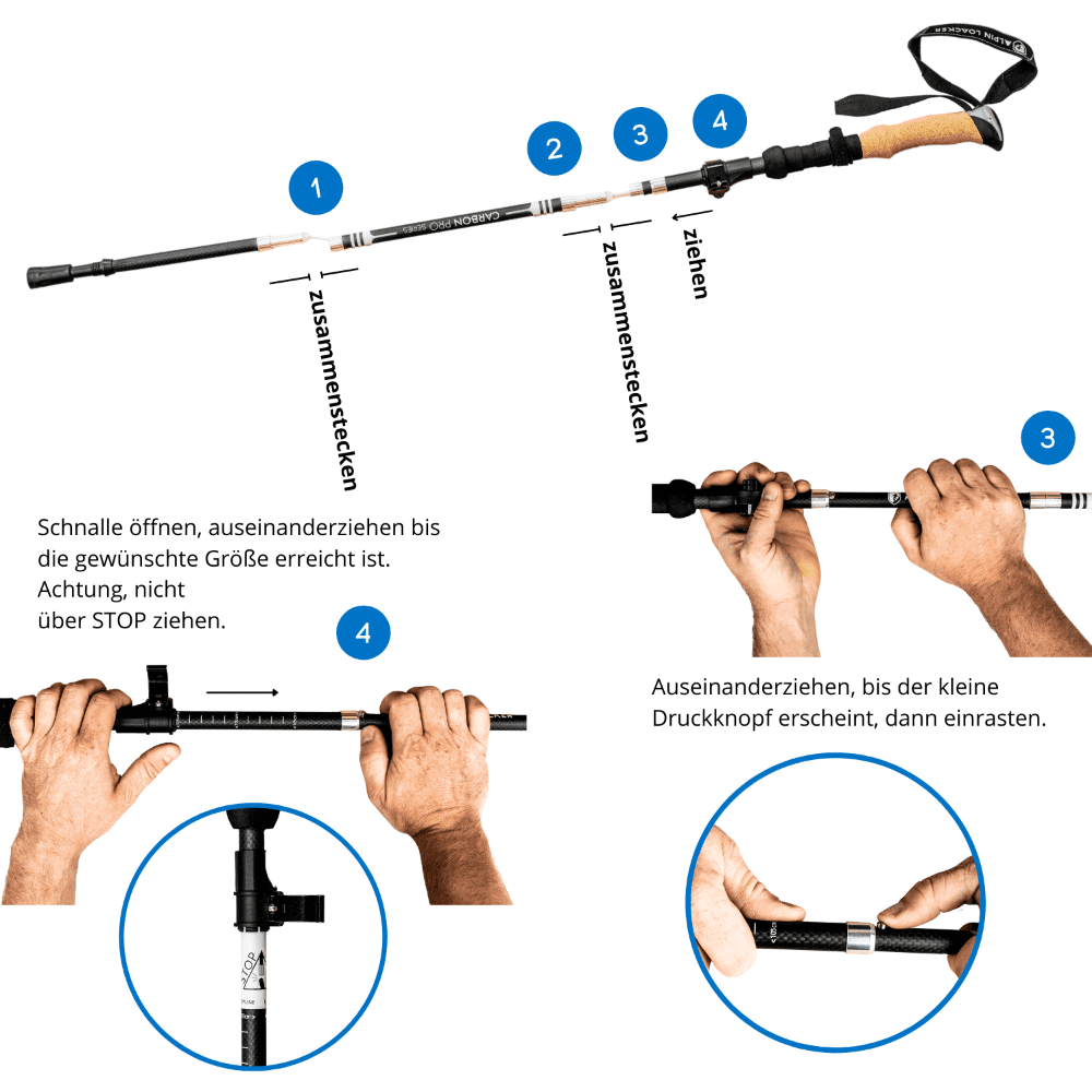 UltraLight Trekking Poles - Lightweight Folding Poles with Cork Grips