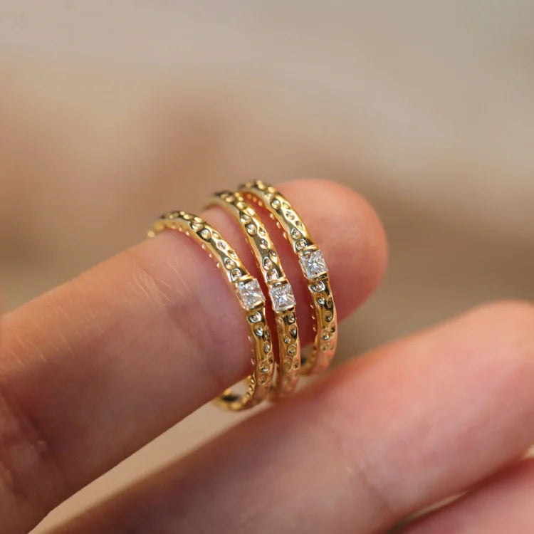 Aurora Ring - Gold-Plated Sterling Silver Ring with Cubic Zirconia