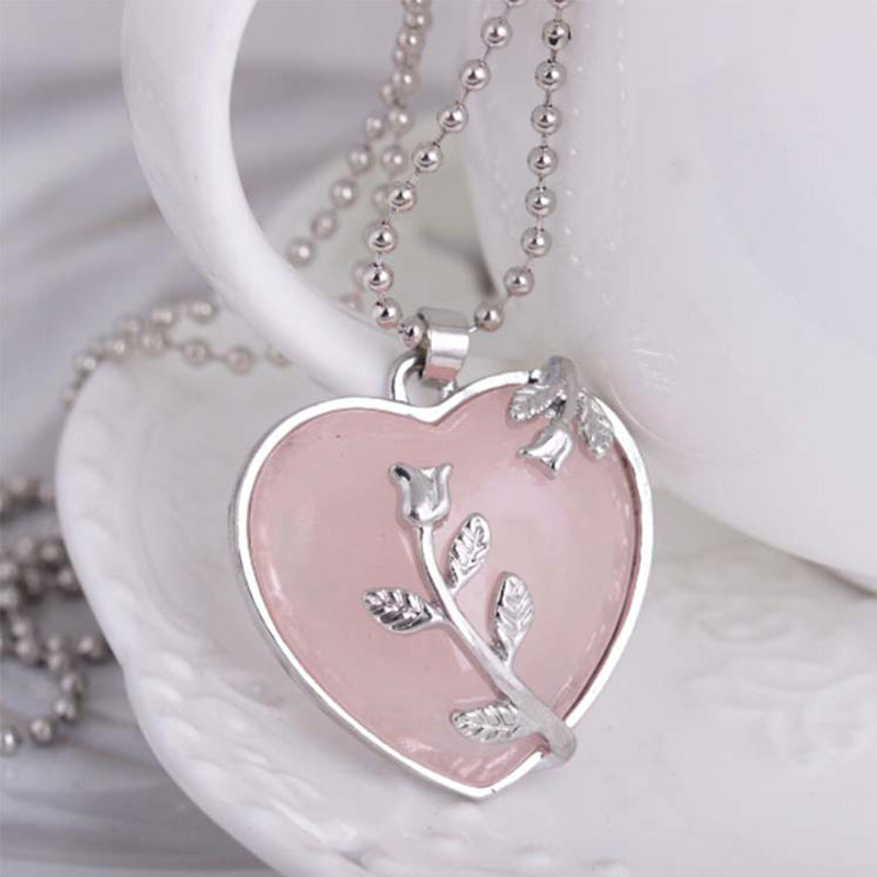 Amara Heart-Shaped Rose Quartz Necklace - Elegant Romantic Pendant