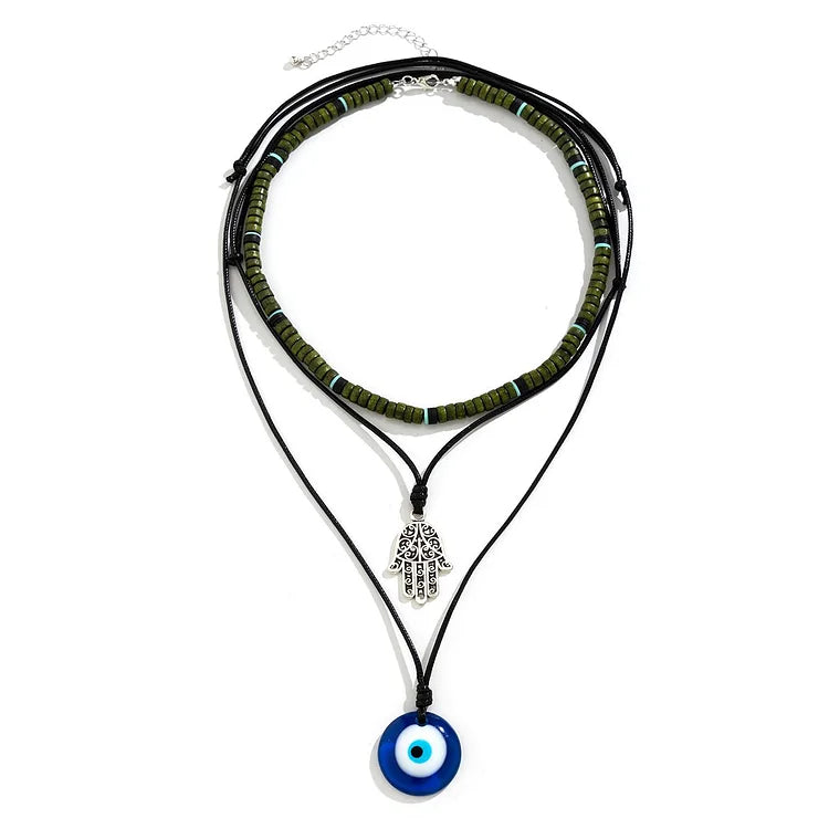 Ravi Necklace Set - 3-Layer Unisex Chain with Symbolic Charms