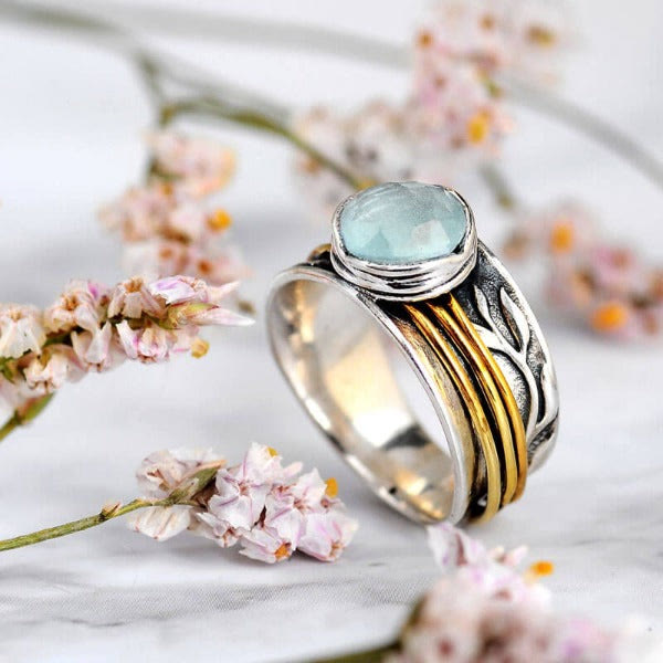 Eswenna - Enchanting Aquamarine Spinner Ring