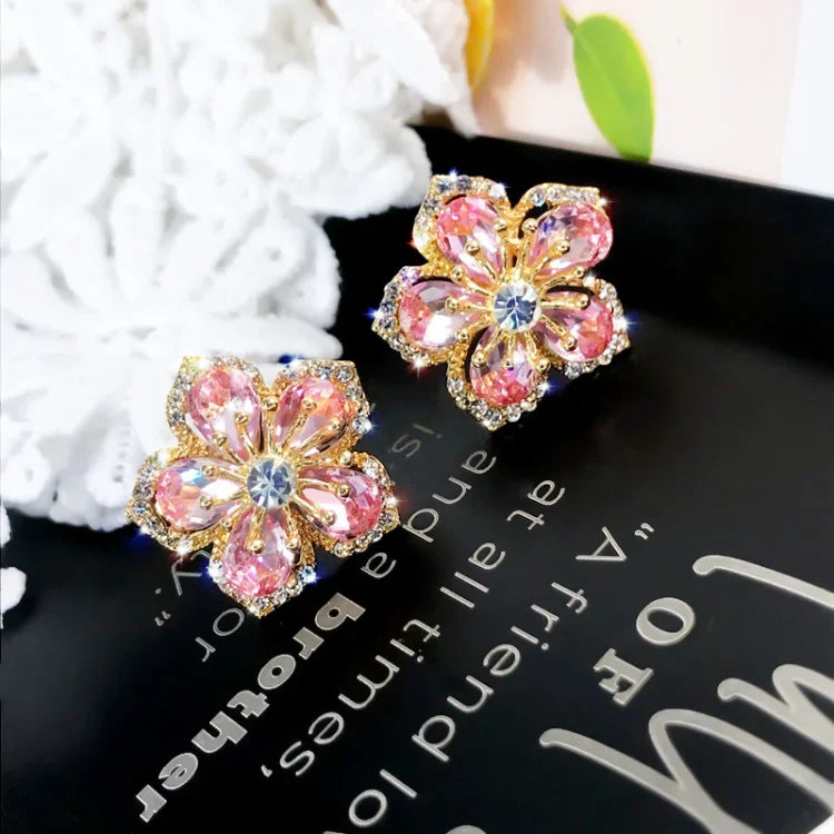 Flora Earrings - Flower-Shaped Zirconia Studs in Sterling Silver