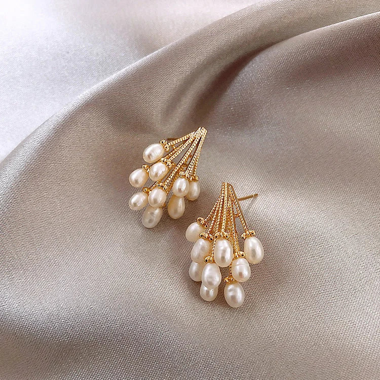 Noelle Earrings - 18K Gold-Plated Silver Pearl Tassel Earrings