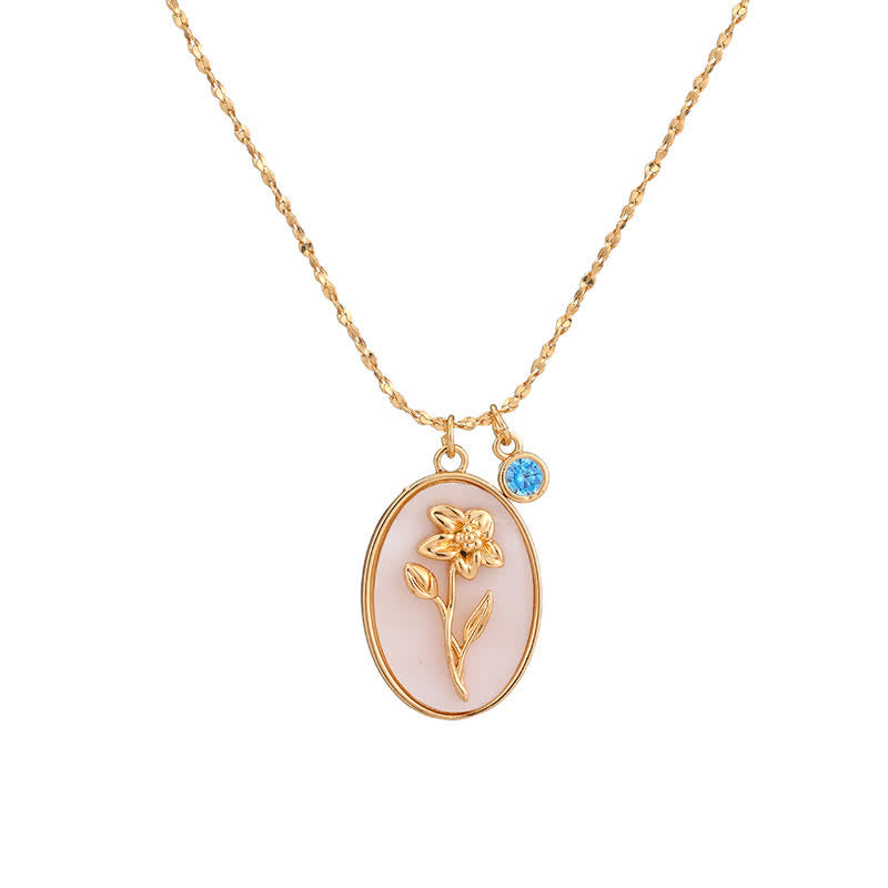 Aurora Birthstone Necklace - Personalized Birth Flower Jewelry for Loved Ones