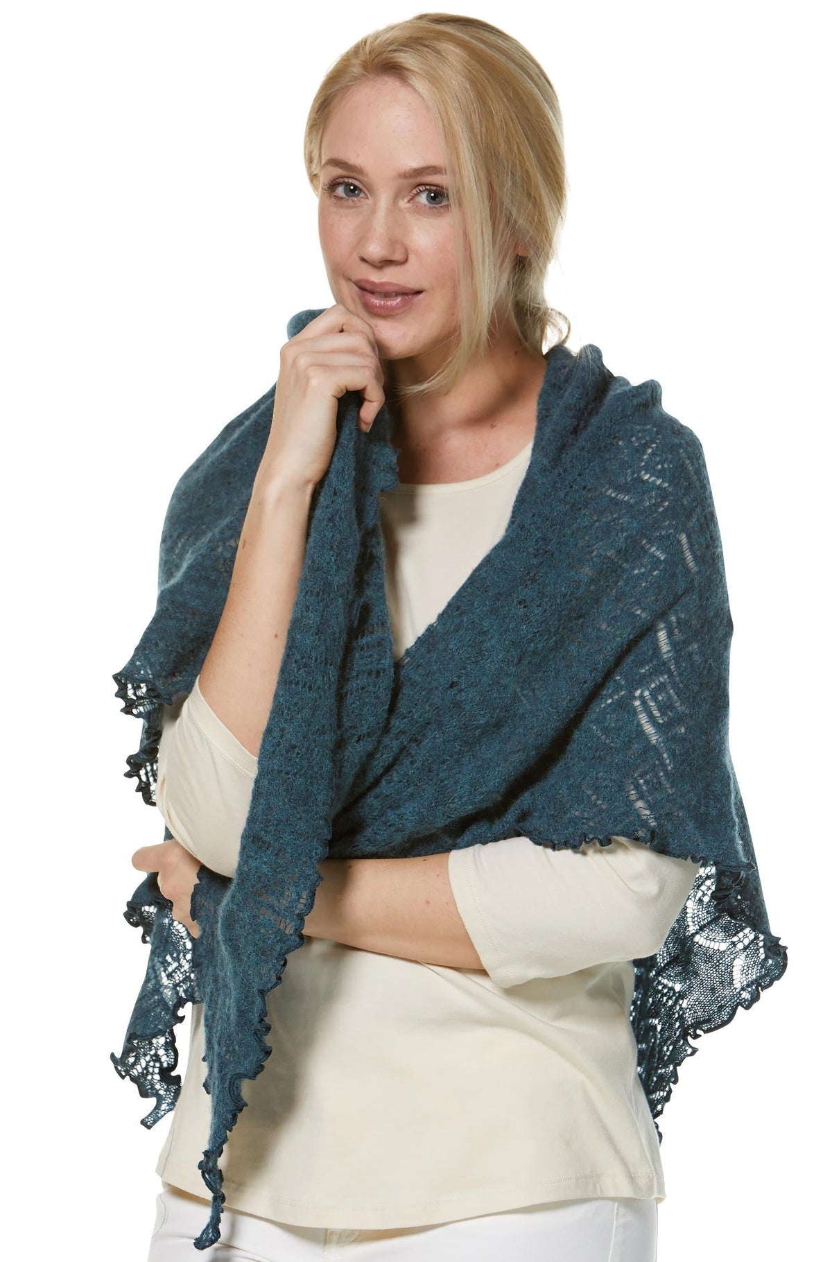 SoftWeave Scarf - Elegant Openwork Knit in Lightweight Fabric