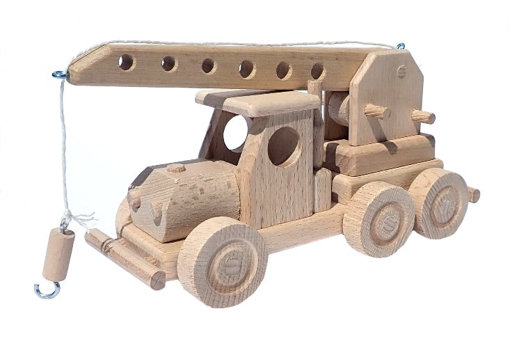 WoodCrane - Wooden Crane Truck with Movable Lifting Arm
