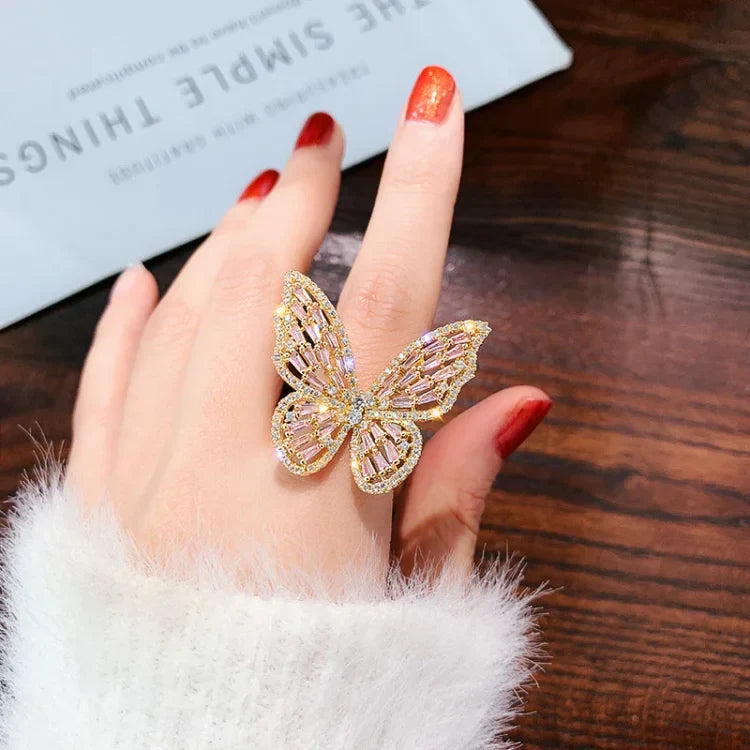 Elena Ring - Crystal Butterfly Symbol of Transformation