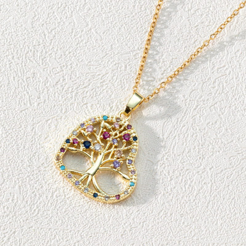 Luna Zirconia Tree of Life Pendant Necklace - Eye-Catching Design