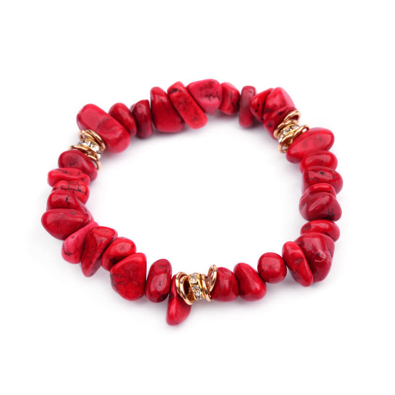 Celine - Natural Stone and Crystal Bead Bracelet