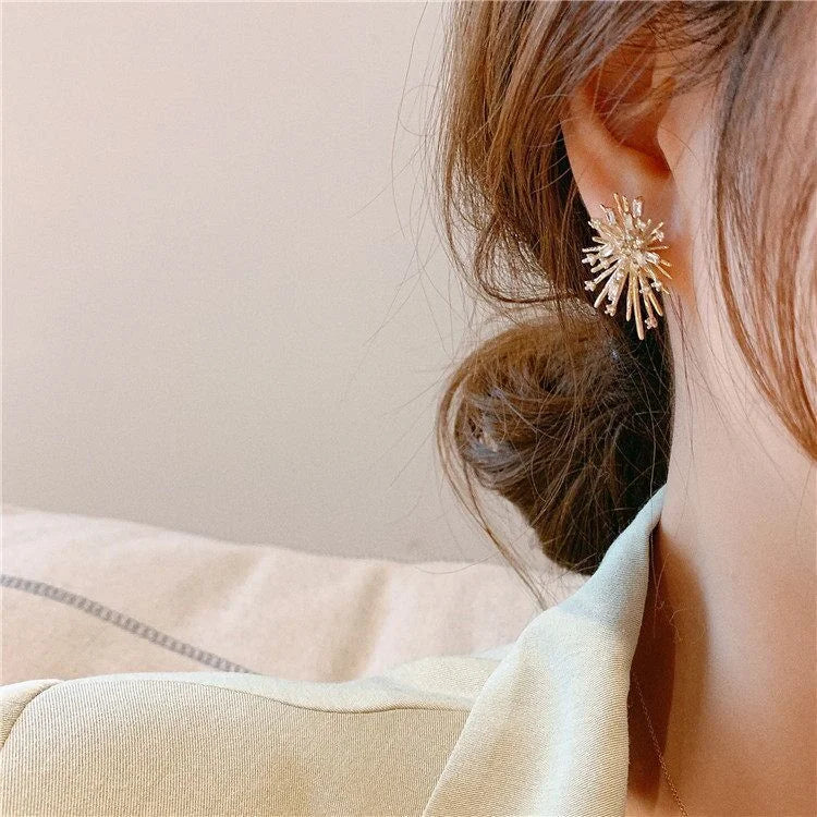Uspira - Gold Zirconia Firework Earrings