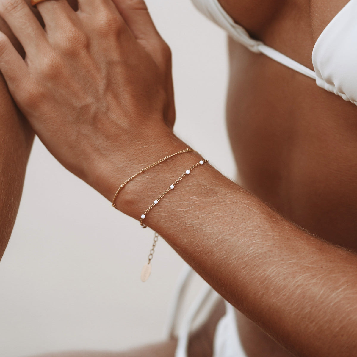 Lunetra Bracelet - Double White Beaded Design for Everyday Elegance