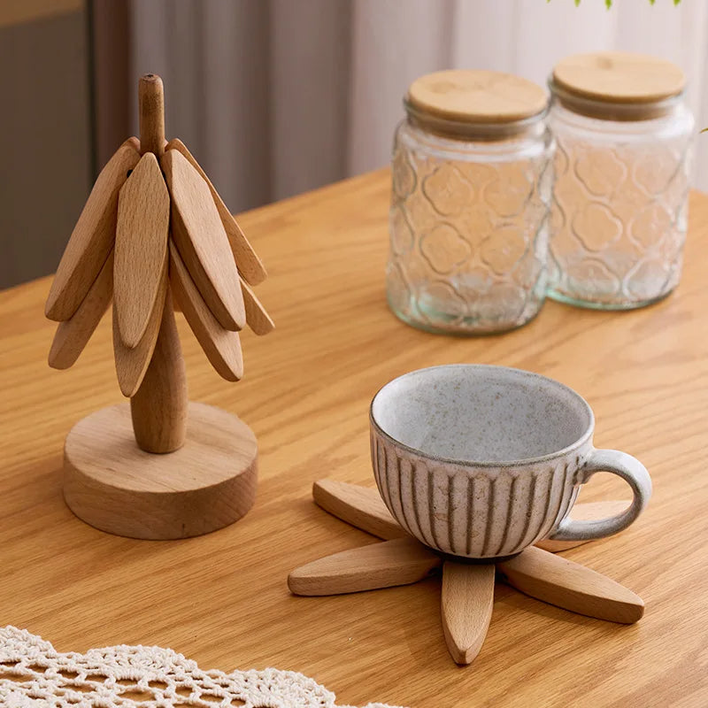 Wekbourne - Artisan Wooden Tree-Shaped Coaster Set