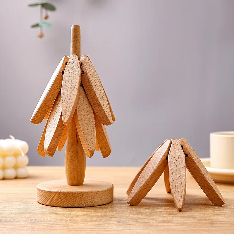 Wekbourne - Artisan Wooden Tree-Shaped Coaster Set