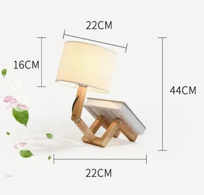 RutanFlex - Elegant Wooden Table Lamp with Book Storage