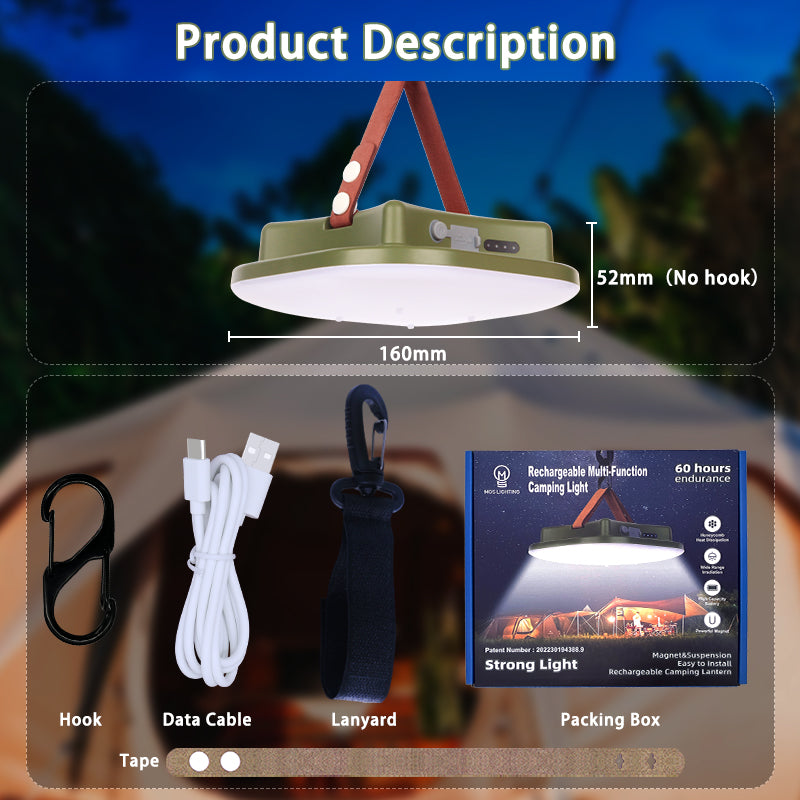 Dalbeam - Rechargeable LED Camping Lantern with Magnetic Mount